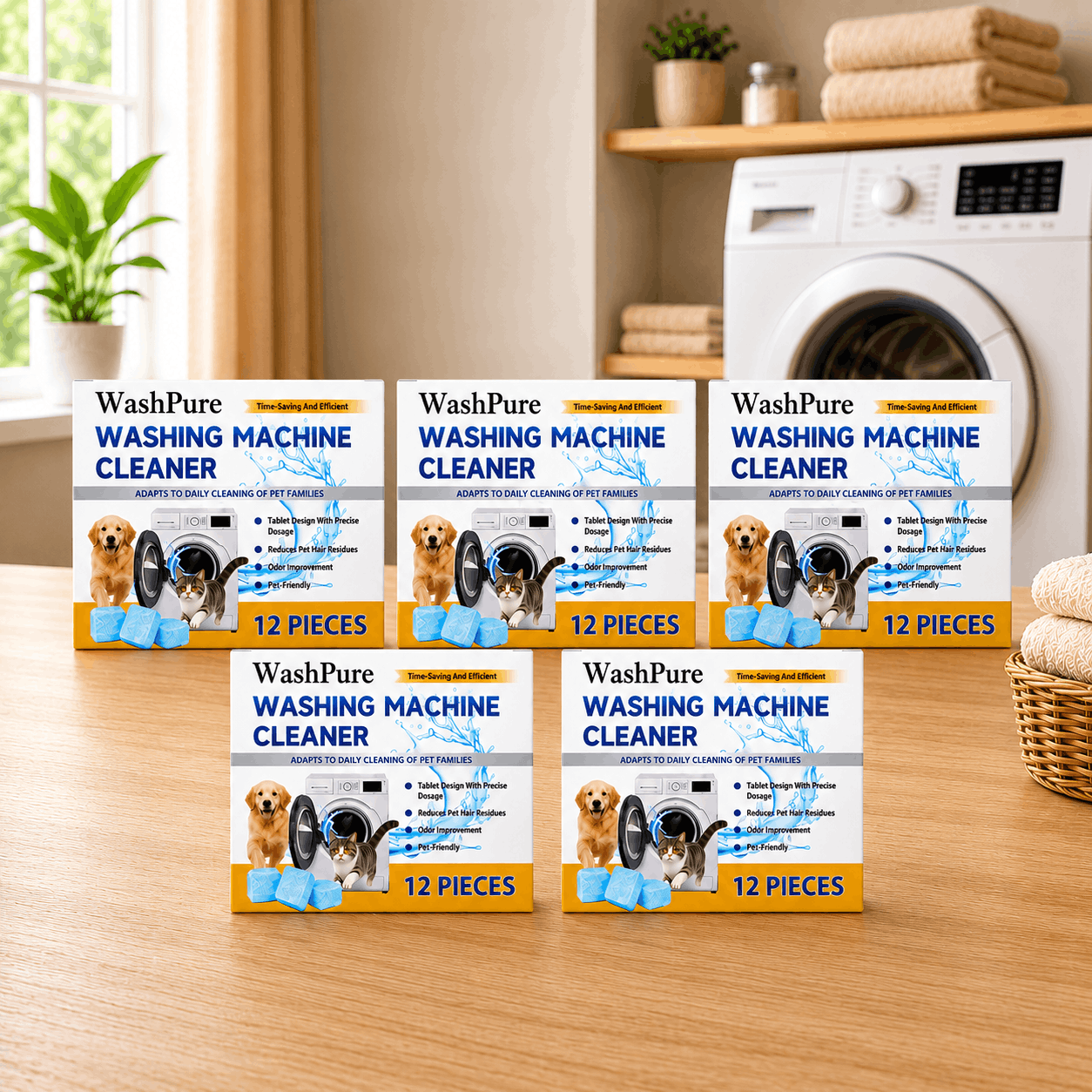 WashPure Washing Machine Cleaning Tablets for Pet Households