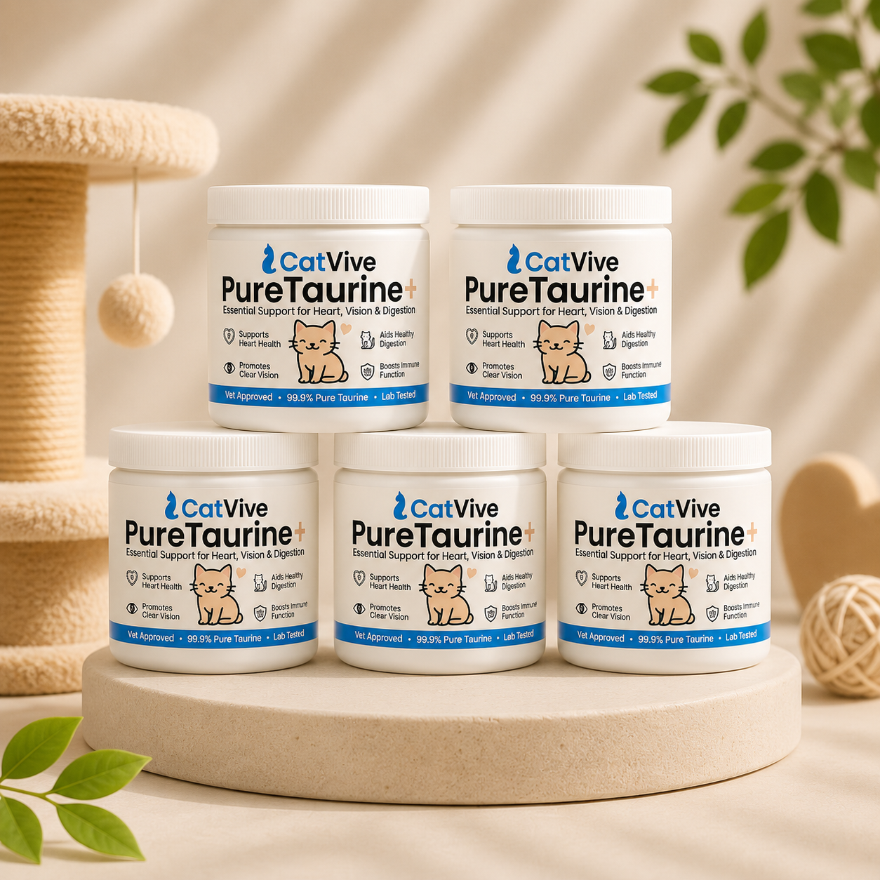 CatVive™ Pure Taurine+ Cat Supplement Powder – 99.9% Taurine Formula