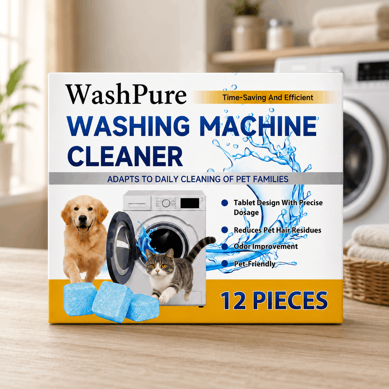 WashPure Washing Machine Cleaning Tablets for Pet Households