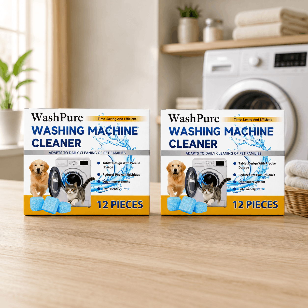WashPure Washing Machine Cleaning Tablets for Pet Households