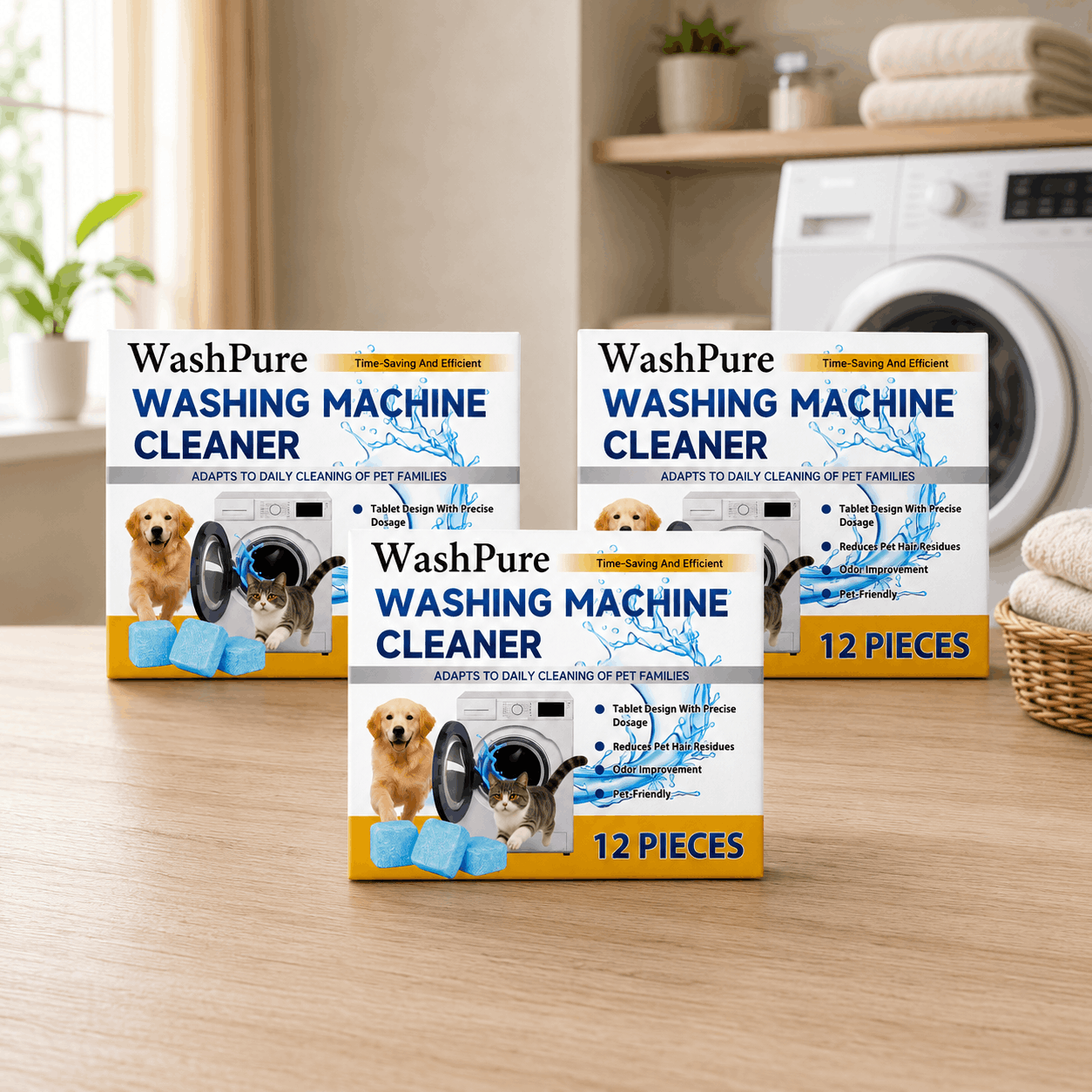 WashPure Washing Machine Cleaning Tablets for Pet Households