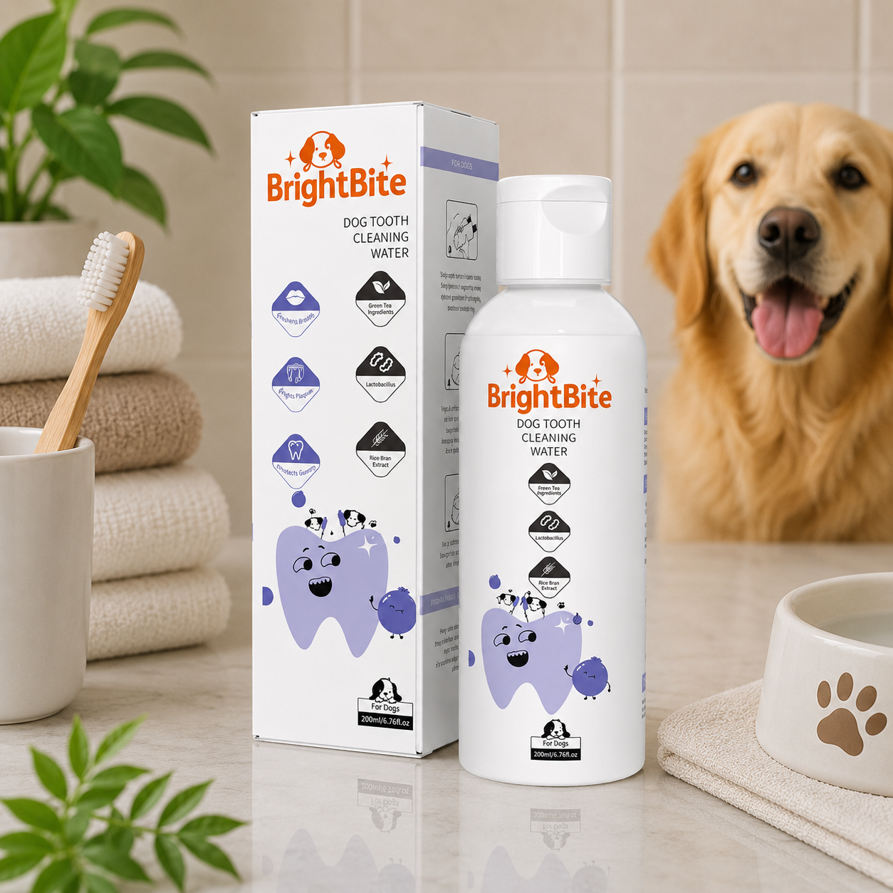 BrightBite™ Dog Oral Care Water Additive | Daily Dental Care Supplement for Dogs
