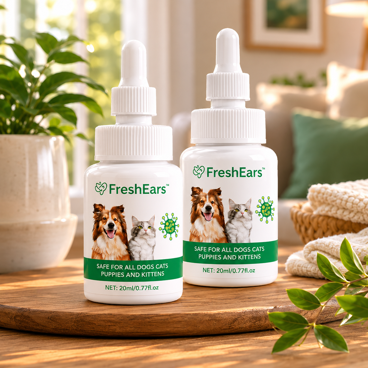 FreshEars™ Pet Ear Care Drops for Dogs & Cats