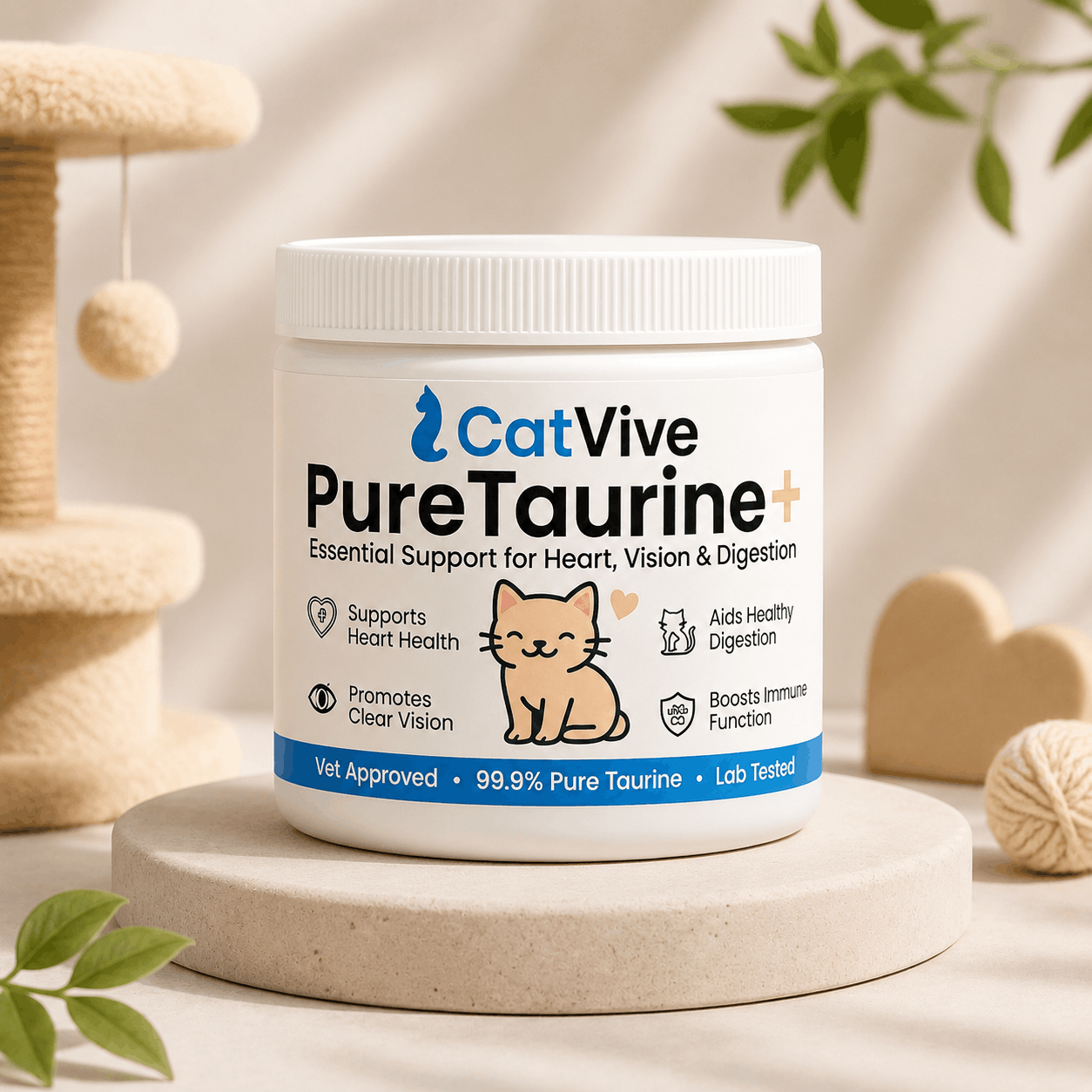 CatVive™ Pure Taurine+ Cat Supplement Powder – 99.9% Taurine Formula