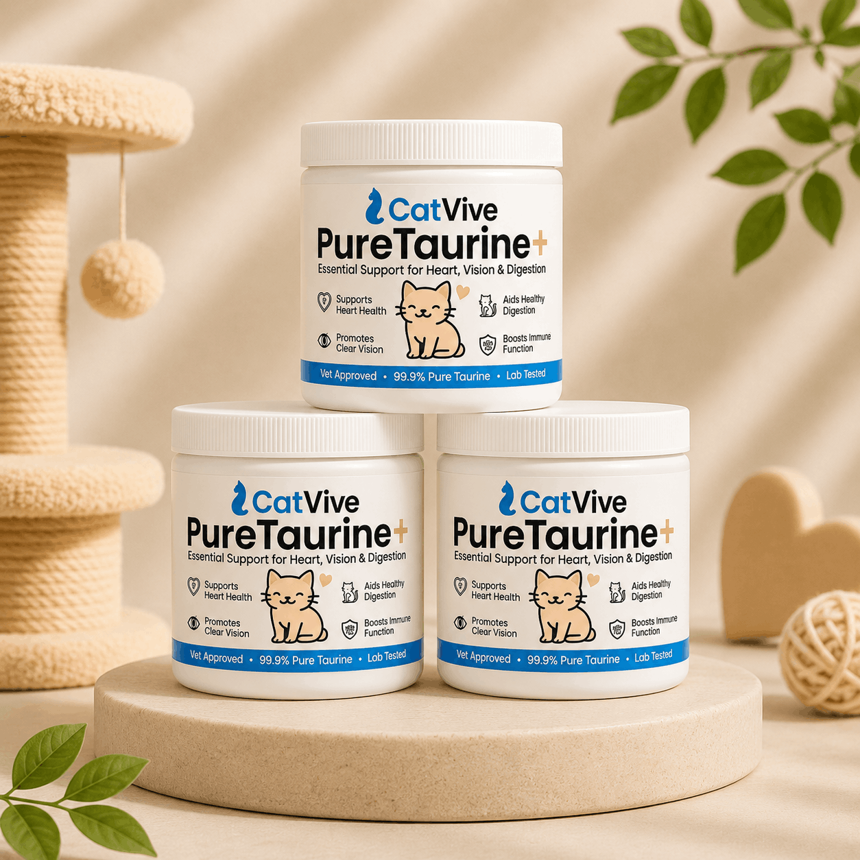 CatVive™ Pure Taurine+ Cat Supplement Powder – 99.9% Taurine Formula