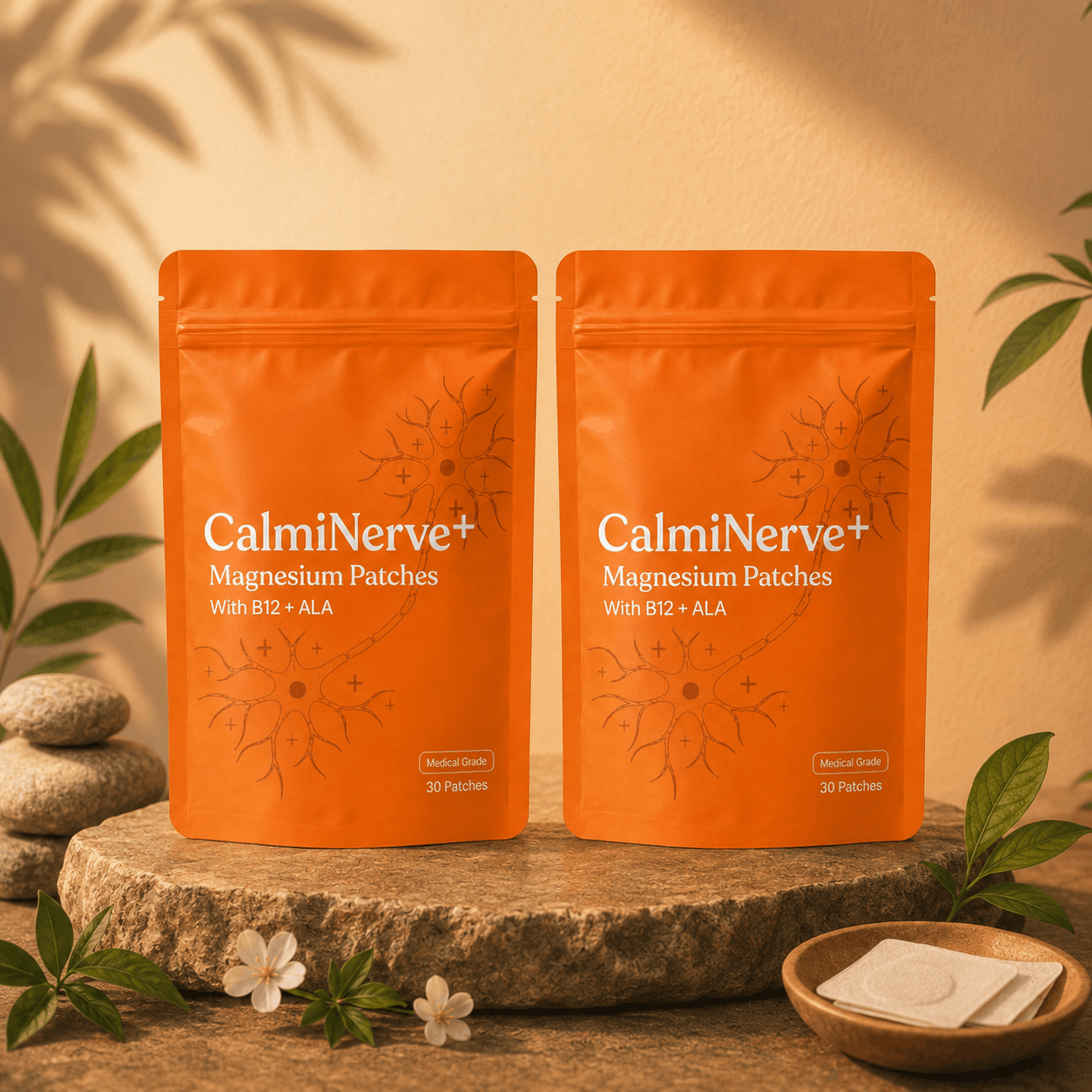CalmiNerve+ Magnesium Patches with B12 + ALA (30 Patches)